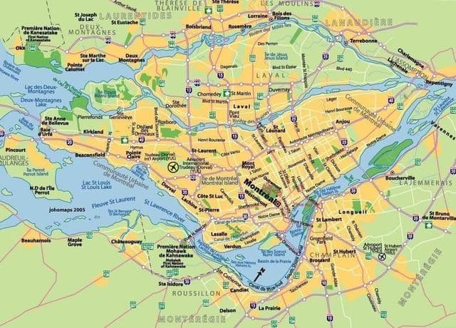 蒙特利尔的机场地图