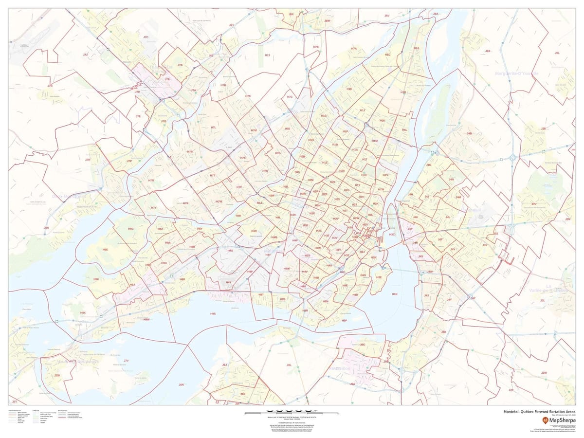 蒙特利尔邮编地图